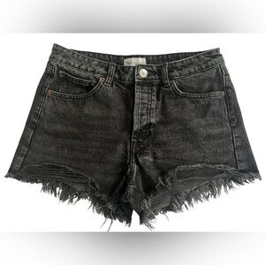 Zara Black High-Waisted Distressed Jean Shorts